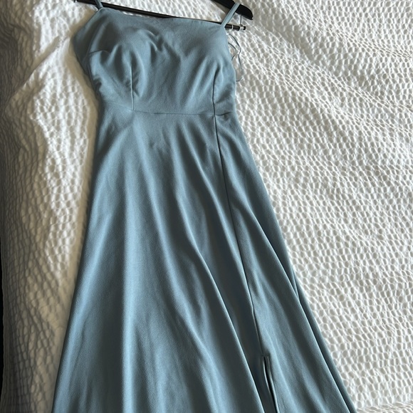 Birdy Grey Benny Bridesmaids Dress in Crepe Dusty Blue, Small - Picture 4 of 6